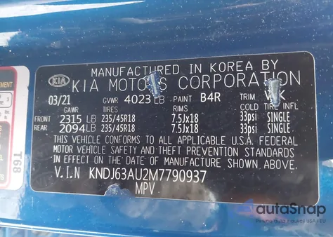 2021 Kia Soul Gt-Line z USA, uszkodzony, nr VIN KNDJ63AU2M7790937